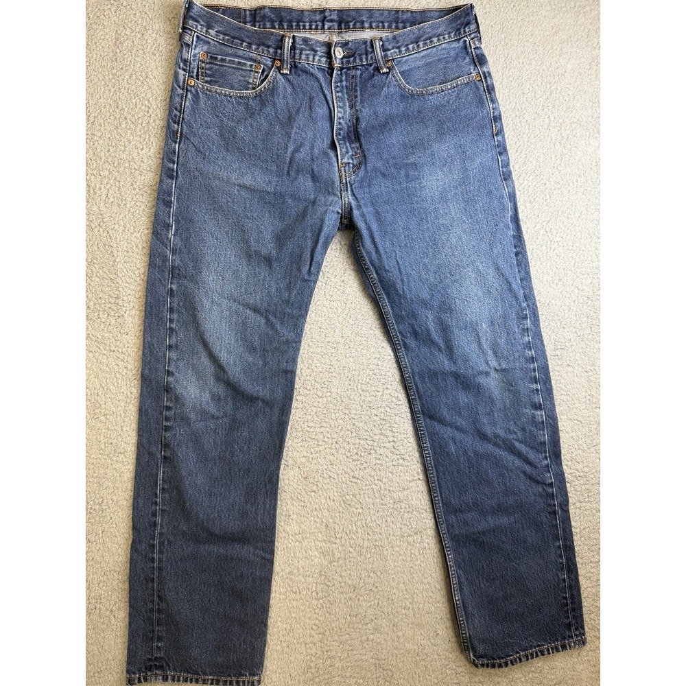 Levis 505 Jeans Mens Size 38 X 34 Blue Straight Leg Dark Wash Classic Denim